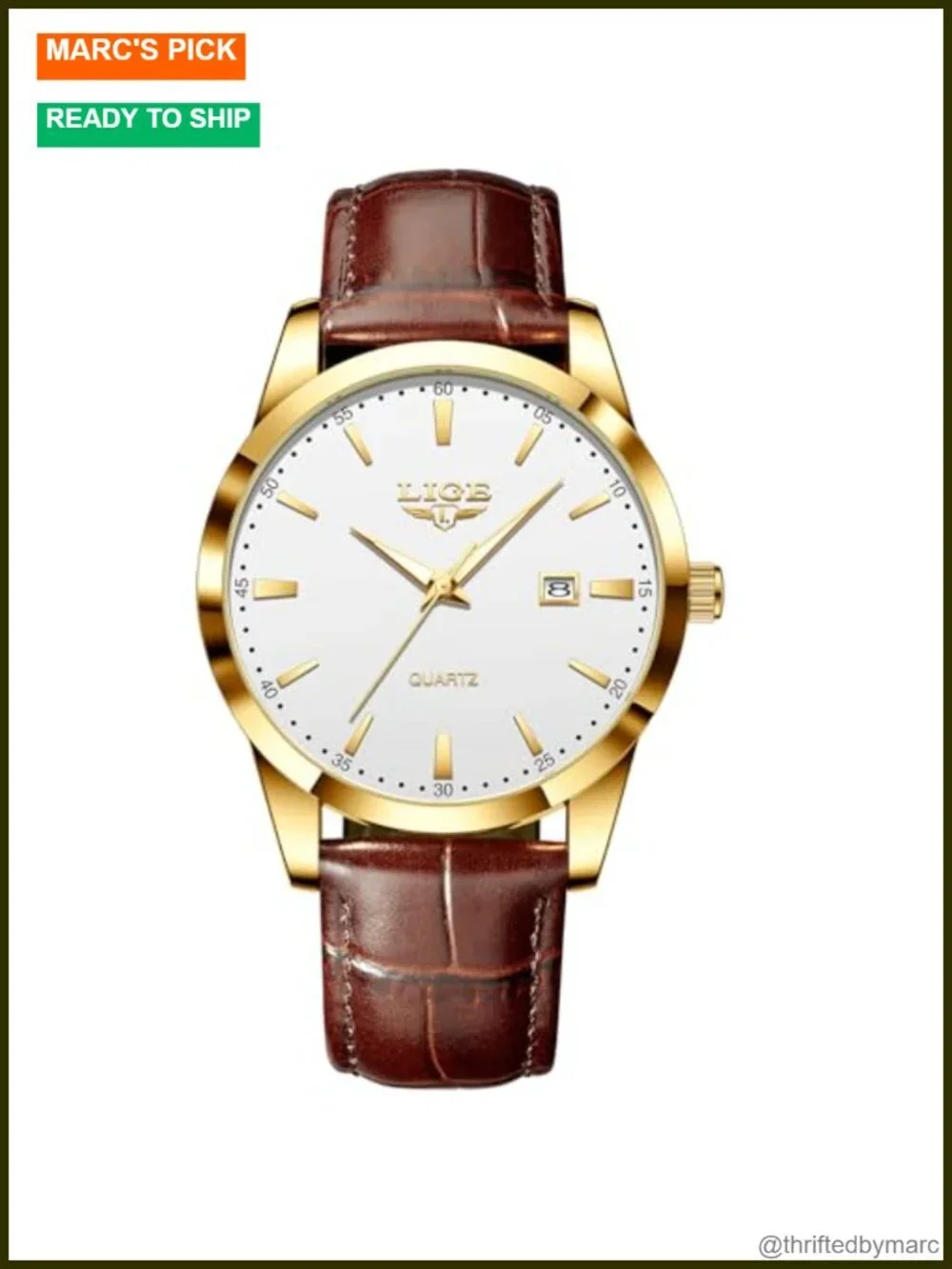 Men's Vintage Dress Chronograph Leather Watch Waterproof Quartz Luminous Date